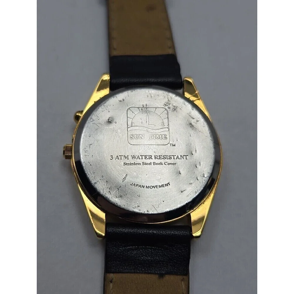 Green Bay Packers Sun Time Quartz Analog Watch Gold Tone Football New Battery